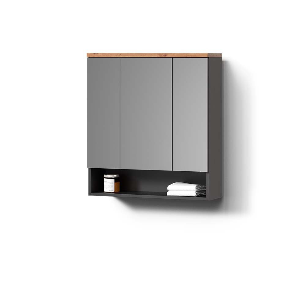 Livinity® Badezimmerspiegelschrank Tanaro, Anthrazit/Anthrazit, 70 x 77.5 cm