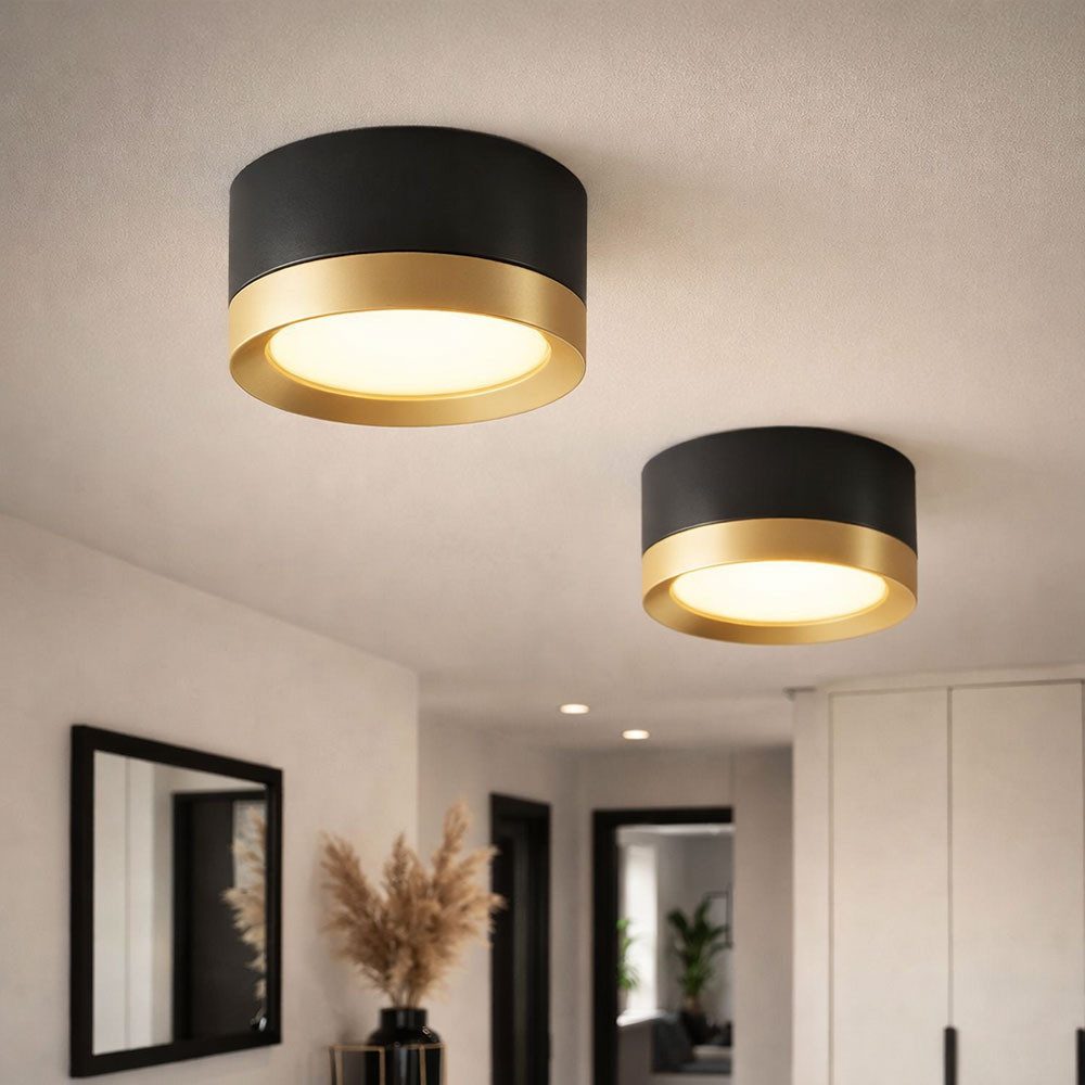 Maytoni Deckenspot, Leuchtmittel nicht inklusive, Deckenlampe Leuchte Aufbaulampe Esszimmerleuchte Alu schwarz gold D