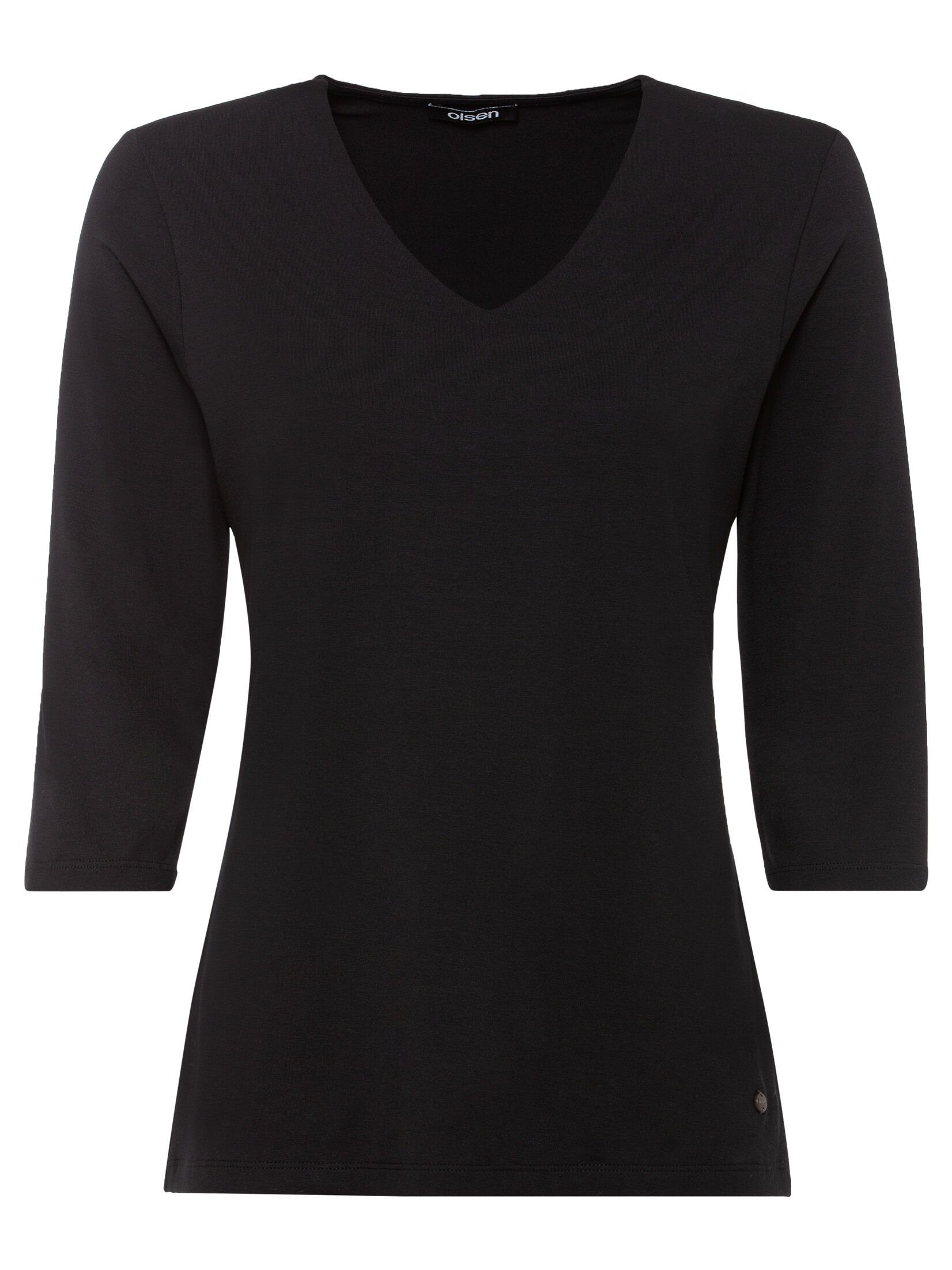 V-Shirt Uni-Look Olsen im Black