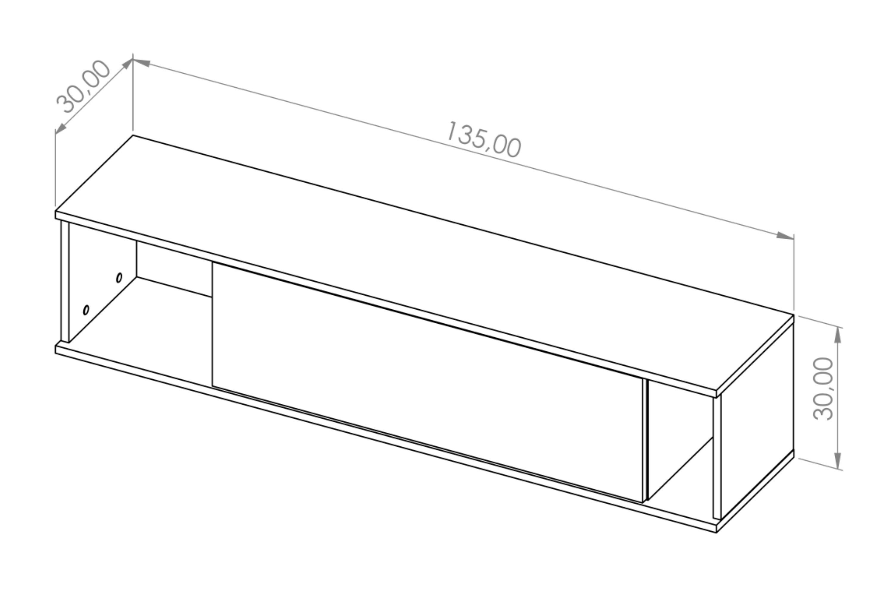 KONSIMO® Hängeschrank ERISTI Schweberegal hergestellt in der EU Wandhängeschrank, Wandmontage, ohne Griff, Modern, Push-to-Open-System