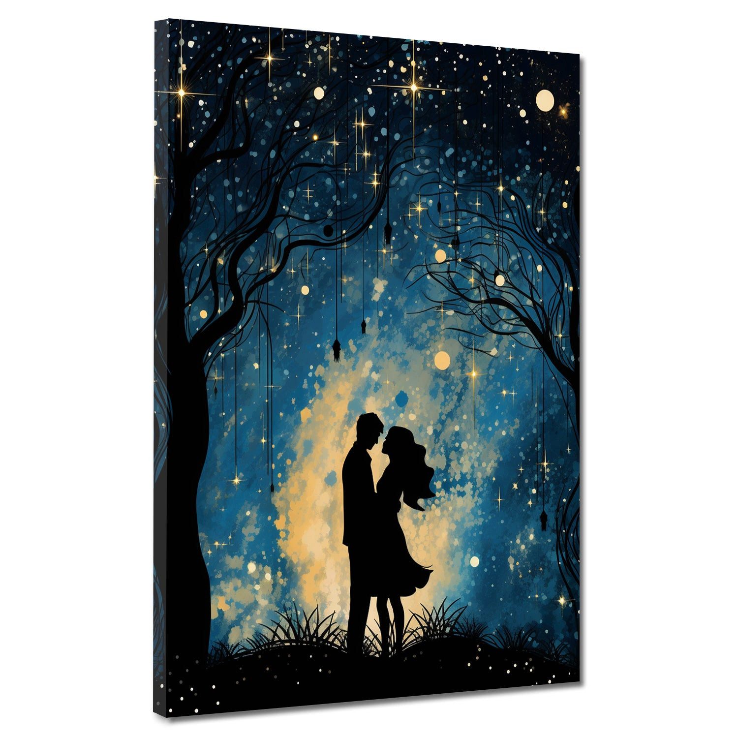 Artedinoi Leinwandbild Paar unter Sternenhimmel Romantik Leinwandbild Wandbild Kunstdruck XL, Paar unter Sternenhimmel