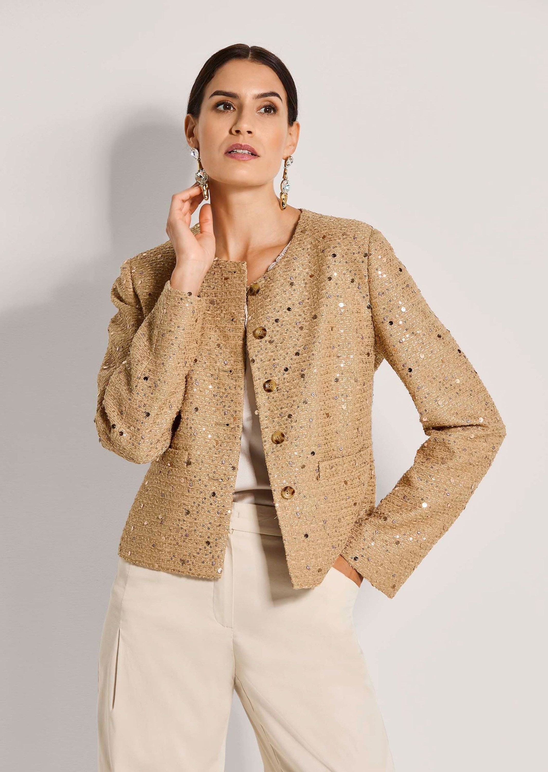 MADELEINE Kurzblazer Glanzblazer mit Pailletten Eleganter Einreiher mit Run günstig online kaufen