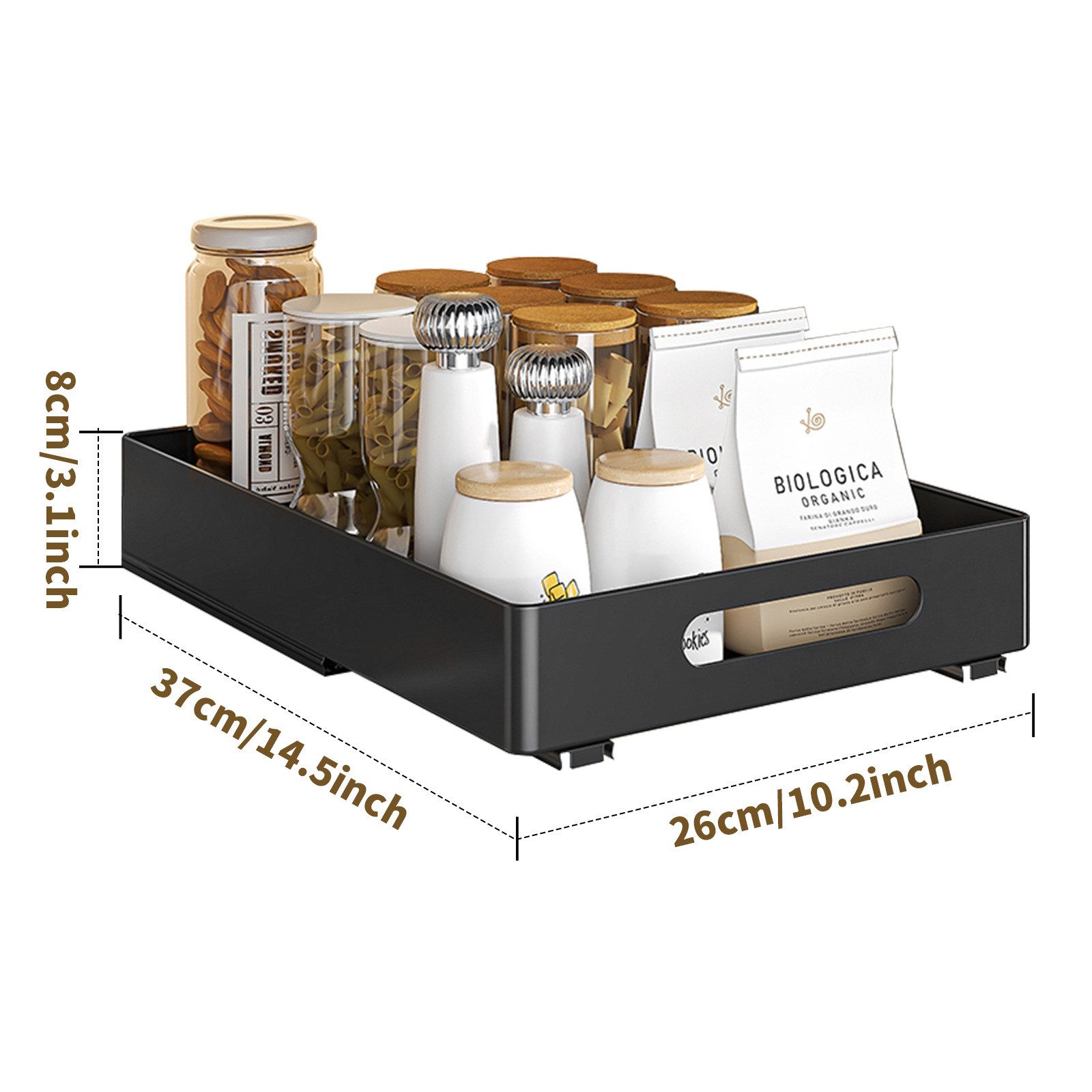 GarveeMore Küchenorganizer-Set Ausziehbare Schublade Küche, Teleskopschublade ABS Schrank Organizer