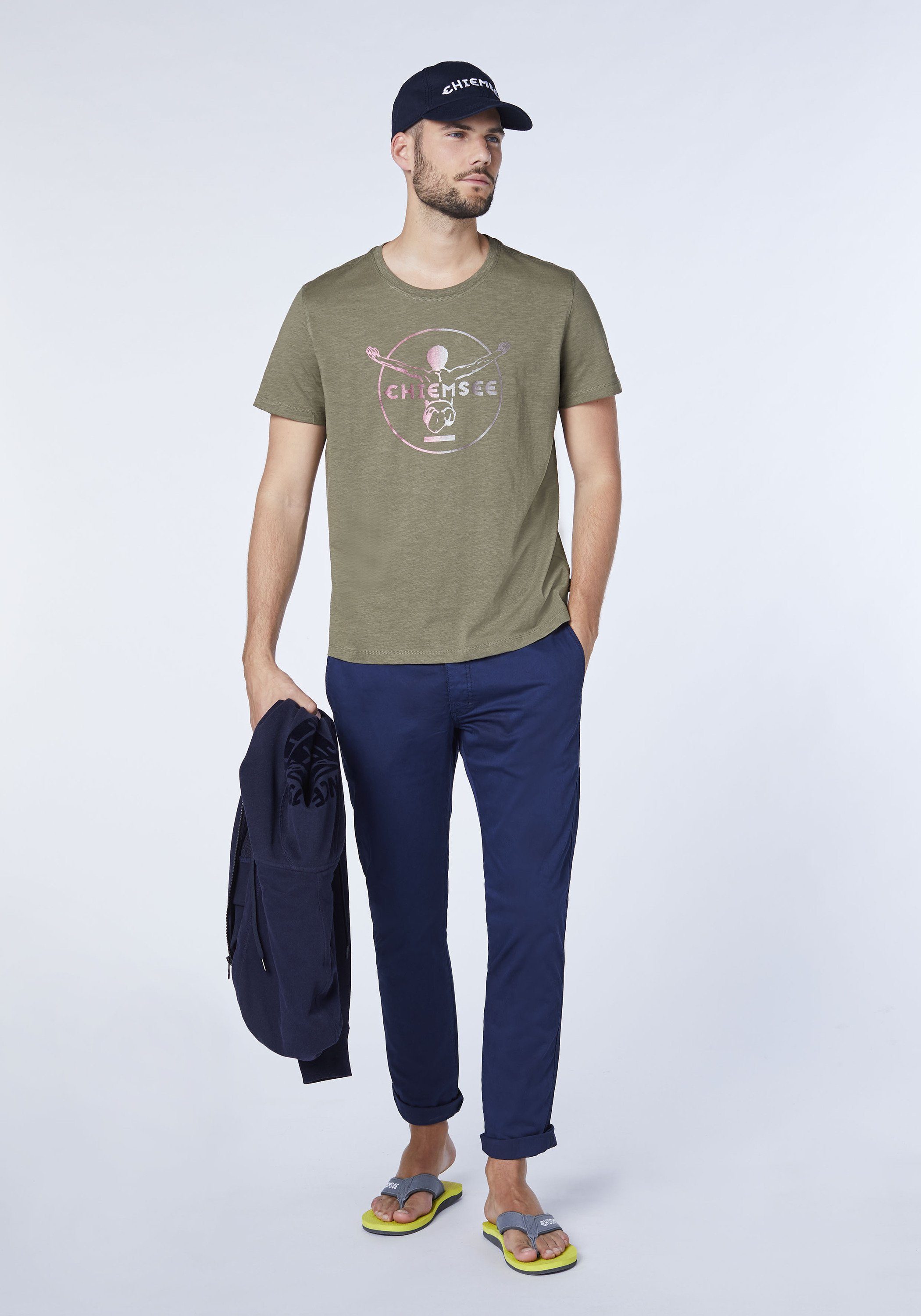 Chiemsee Print-Shirt T-Shirt Label-Symbol gedrucktem 1 Dusty Olive mit