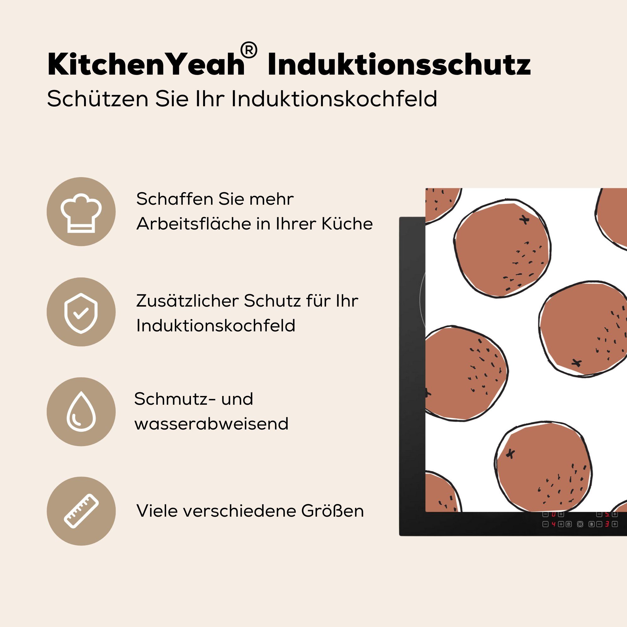 (1 küche, Induktionskochfeld Schutz Herdblende-/Abdeckplatte Sommer Muster, Ceranfeldabdeckung Kokosnüsse cm, 81x52 - MuchoWow - Vinyl, die tlg), für