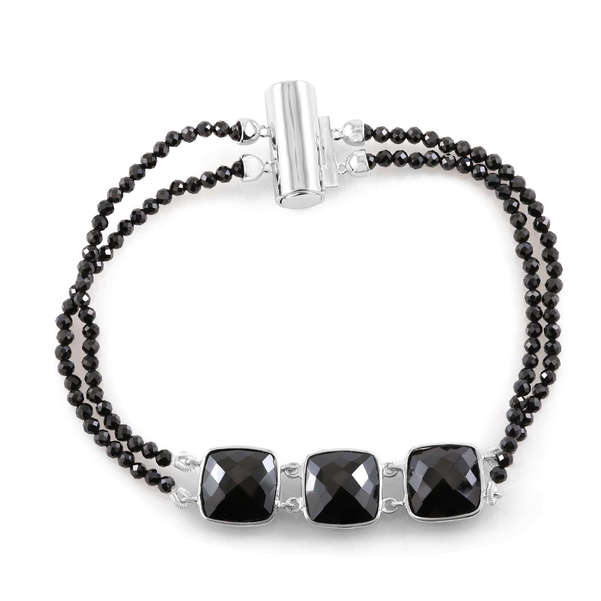 Cavill Silberarmband Cavill Sterlingsilber Armband 33,64 ct schwarzer Spinell, 19 cm (1-tlg)