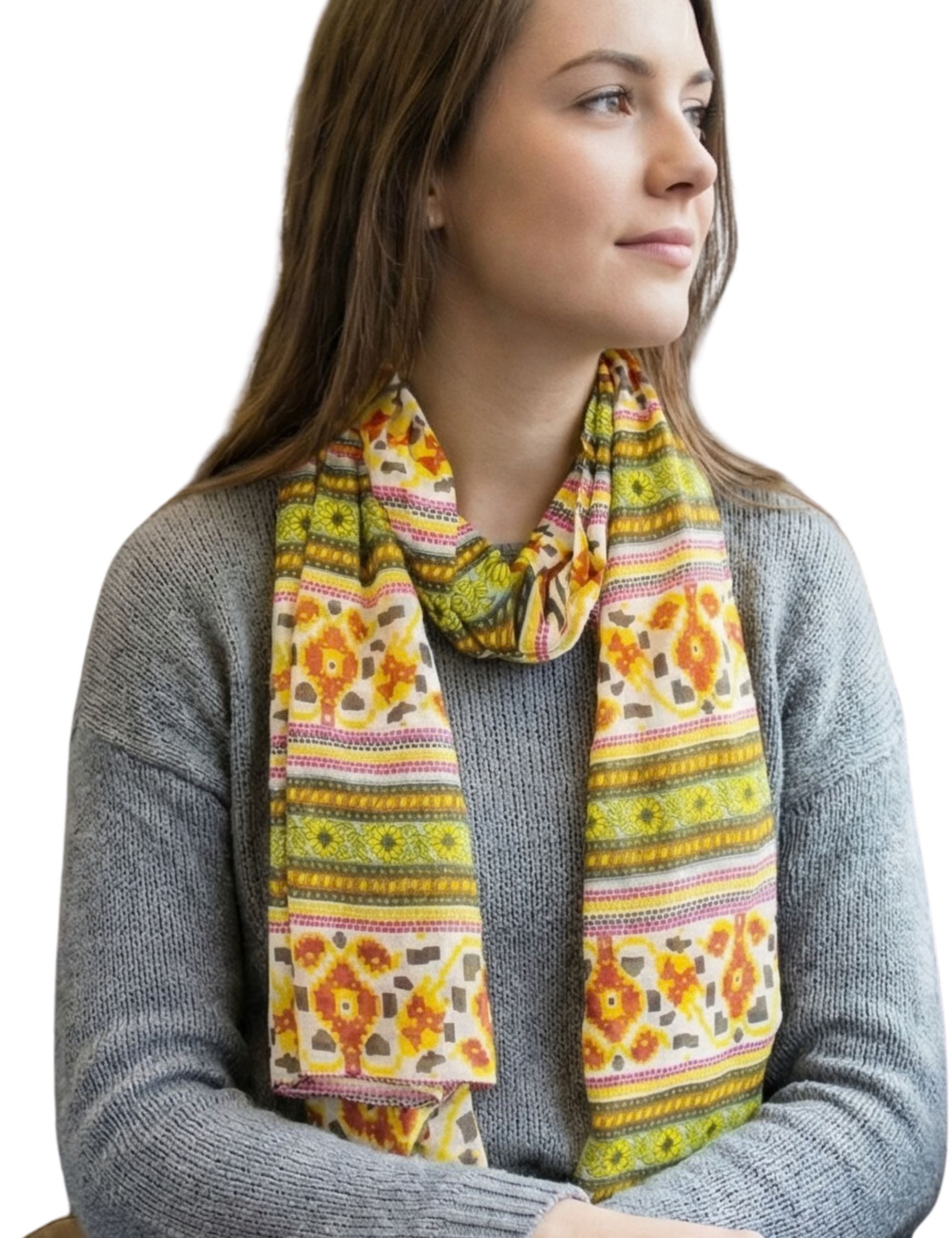 Sunsa Halstuch Damen Schal Tuch. Baumwolle Halstuch. Scarf mit Blumen Aufdruck, Blumen & Abstract Aufdruck