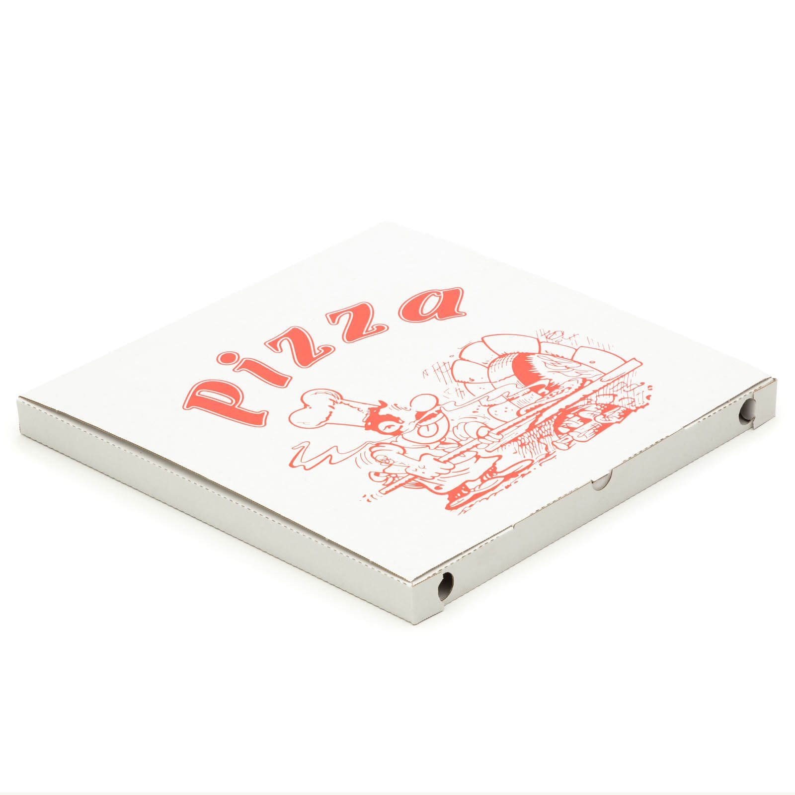 KK Verpackungen Karton, 100 Pizzakartons 400 x 400 x 30 mm Lebensmittelverpackung mit Motiv