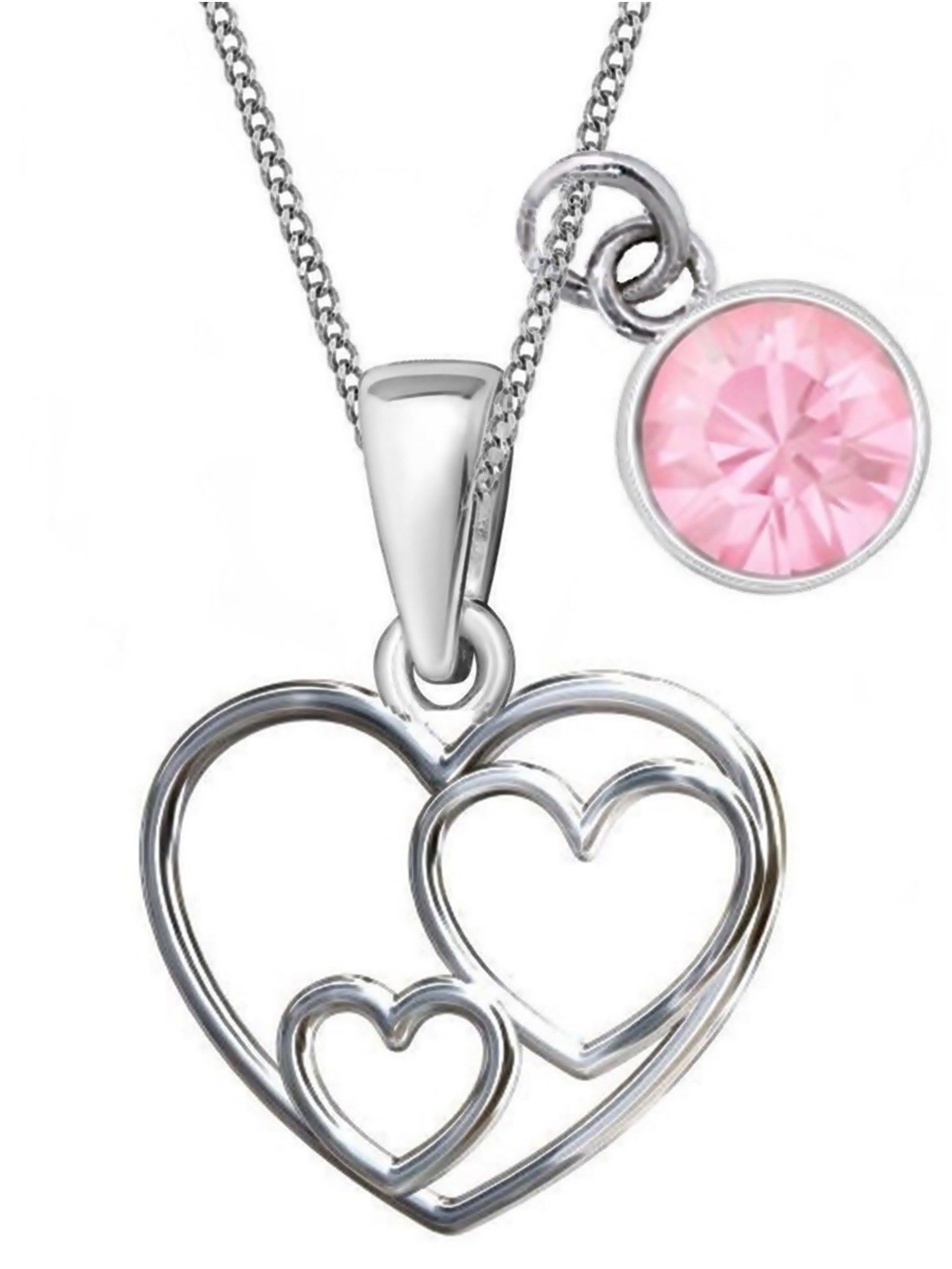 Goldene Hufeisen Herzkette Mädchen Herz Anhänger mit Kette 925 Silber mit Zirkonia Rosa (3-tlg, inkl. Etui), Schmuck für Mädchen