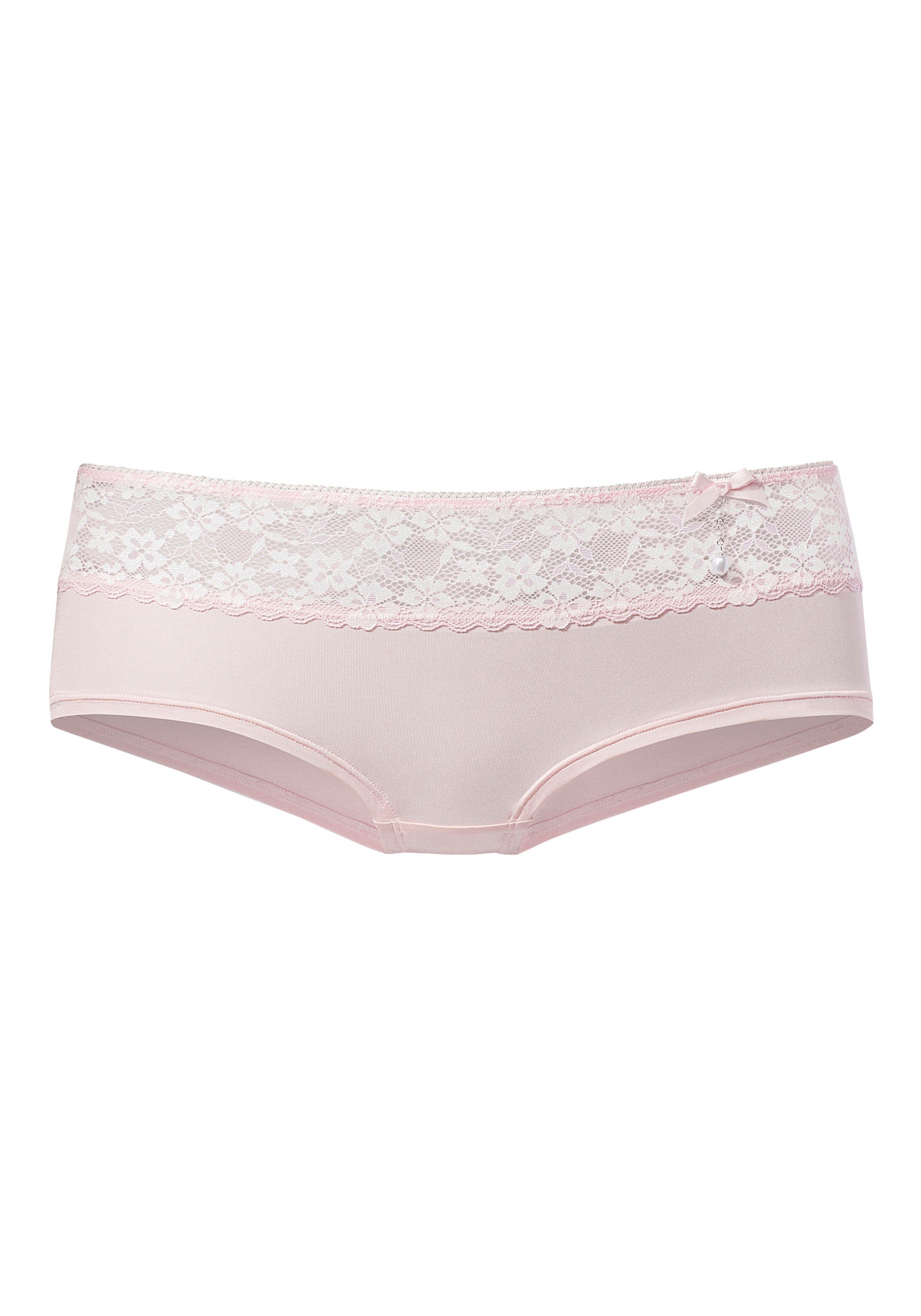 LASCANA extravagantem rosa-creme Panty mit Perlenaccessoire