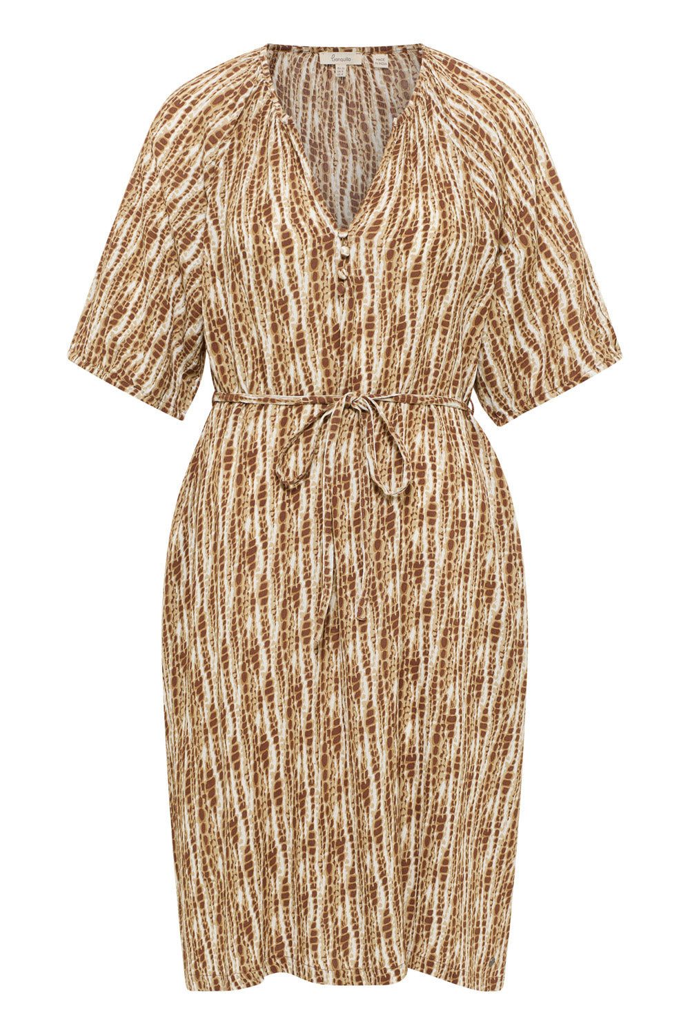 Tranquillo Sommerkleid Kleid Saraah aus Crinkel EcoVero™ Viskose Crinkle-EcoVero™-Kleid mit flexiblem Bindegürtel