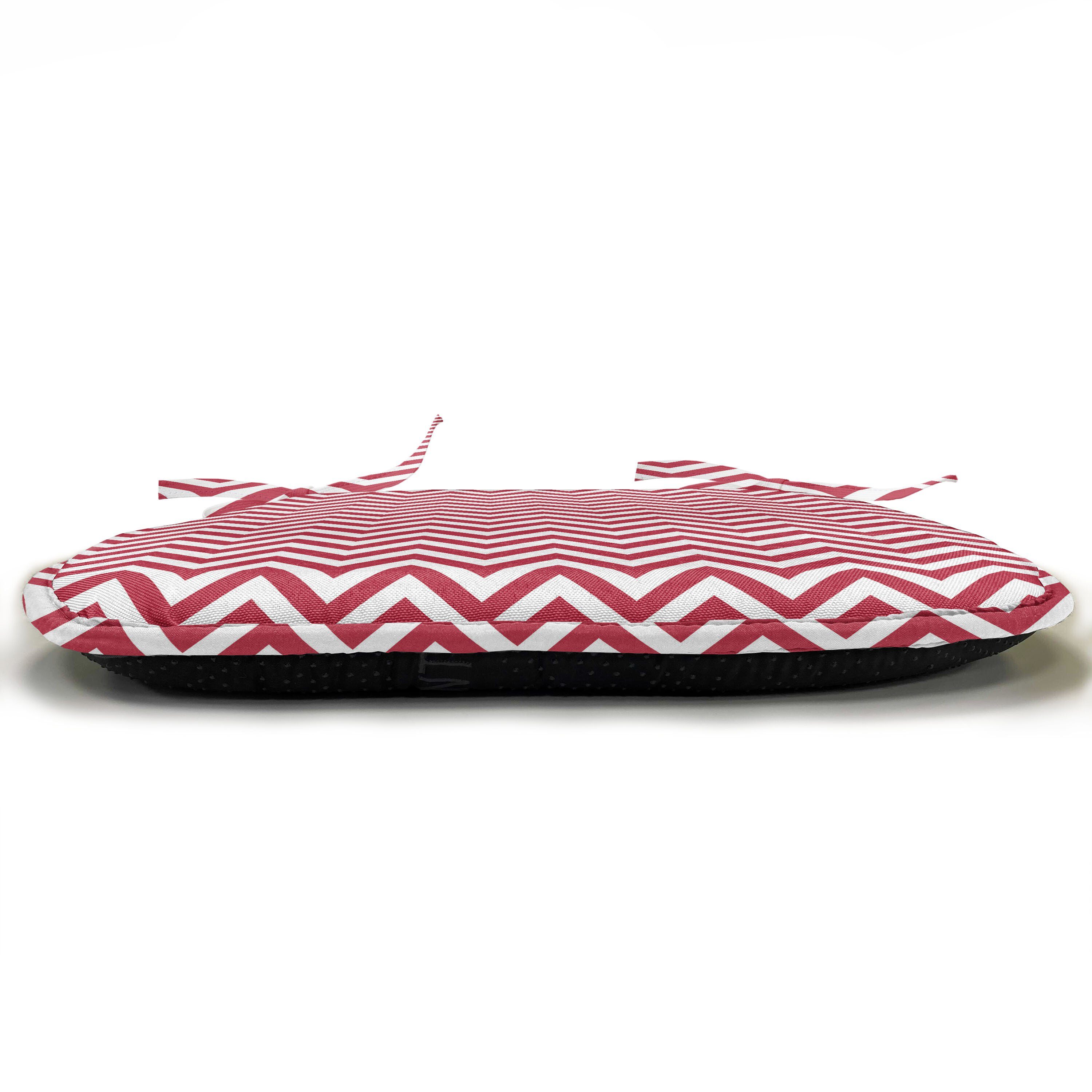Abakuhaus Stuhlkissen Dekoratives wasserfestes Kissen mit Chevron Klassische Einfache für Küchensitze, Riemen rot