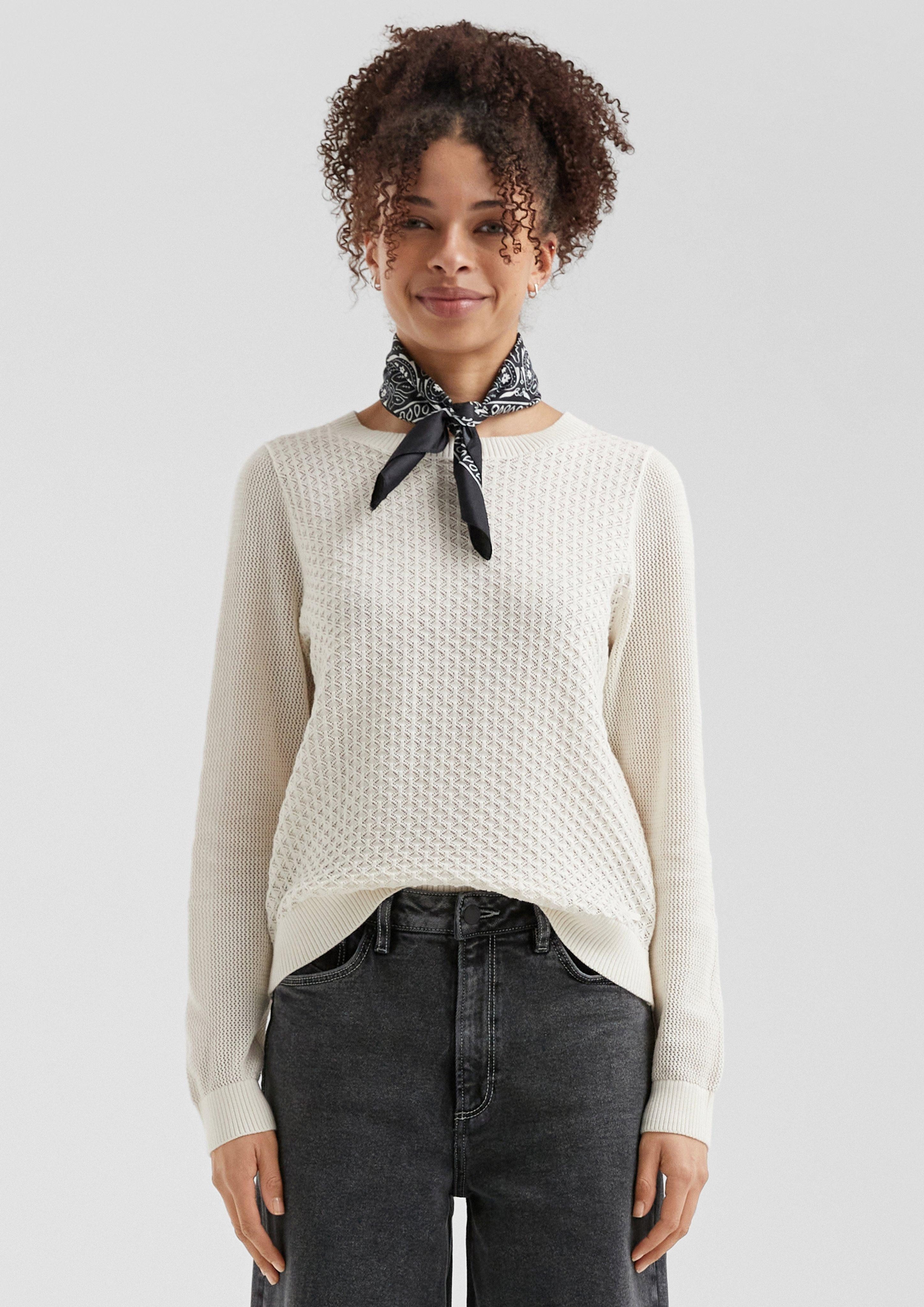 Strickpullover Baumwollpullover mit Ajourmuster