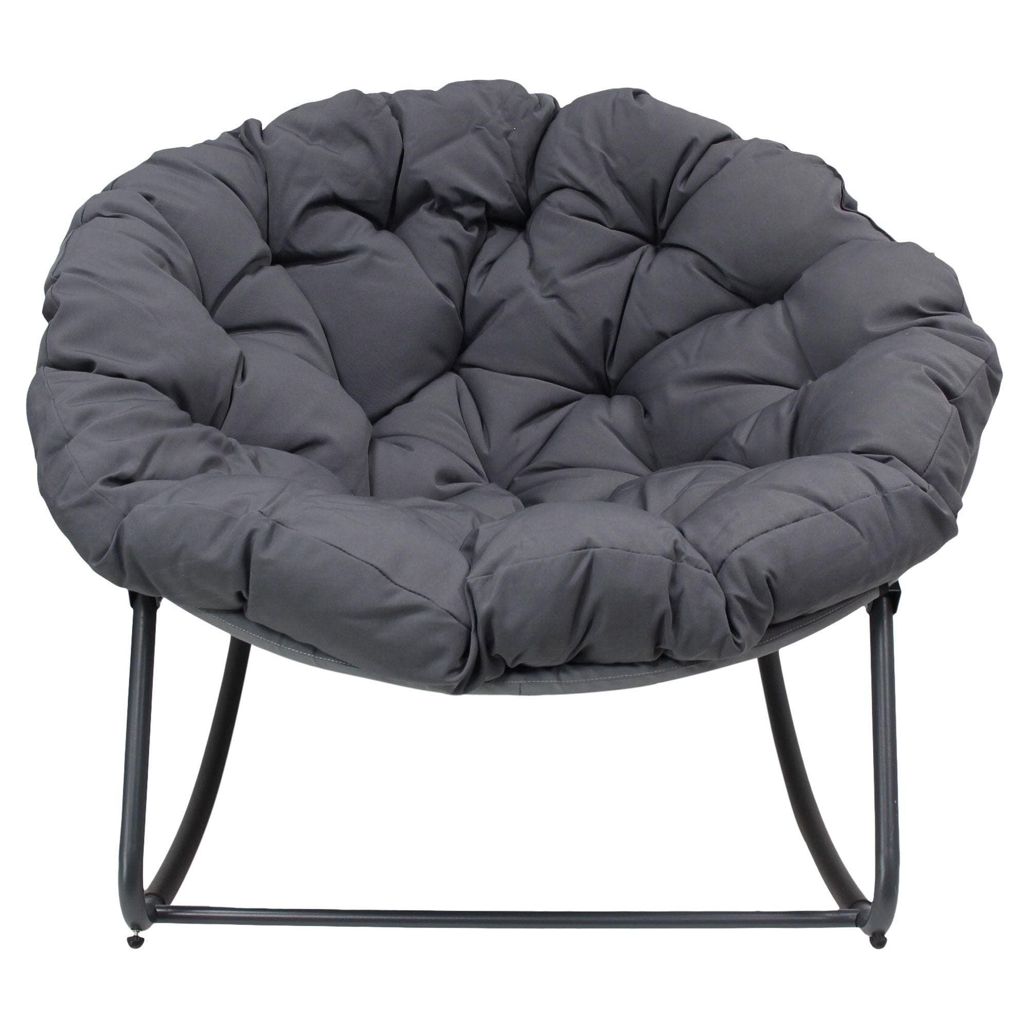 Dekoleidenschaft Schaukelsessel "Relax" In & Outdoor Relaxsessel, Schaukelstuhl, Sitzkissen Anthrazit, grau, wetterfest für Garten, Balkon & Terrasse, Gartenstuhl