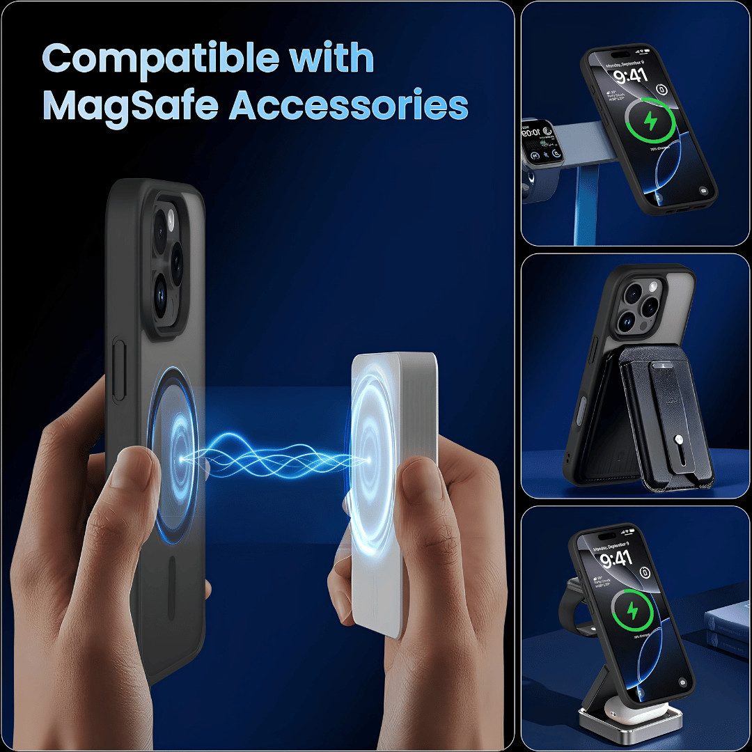 SmartUP Smartphone-Hülle + 2X Schutzglas für iPhone 16 Pro - Panzerfolie Privacy MagSafe Case 6,3, MagSafe-Technologie, integrierter Kameraschutz – Bild 4 von 5