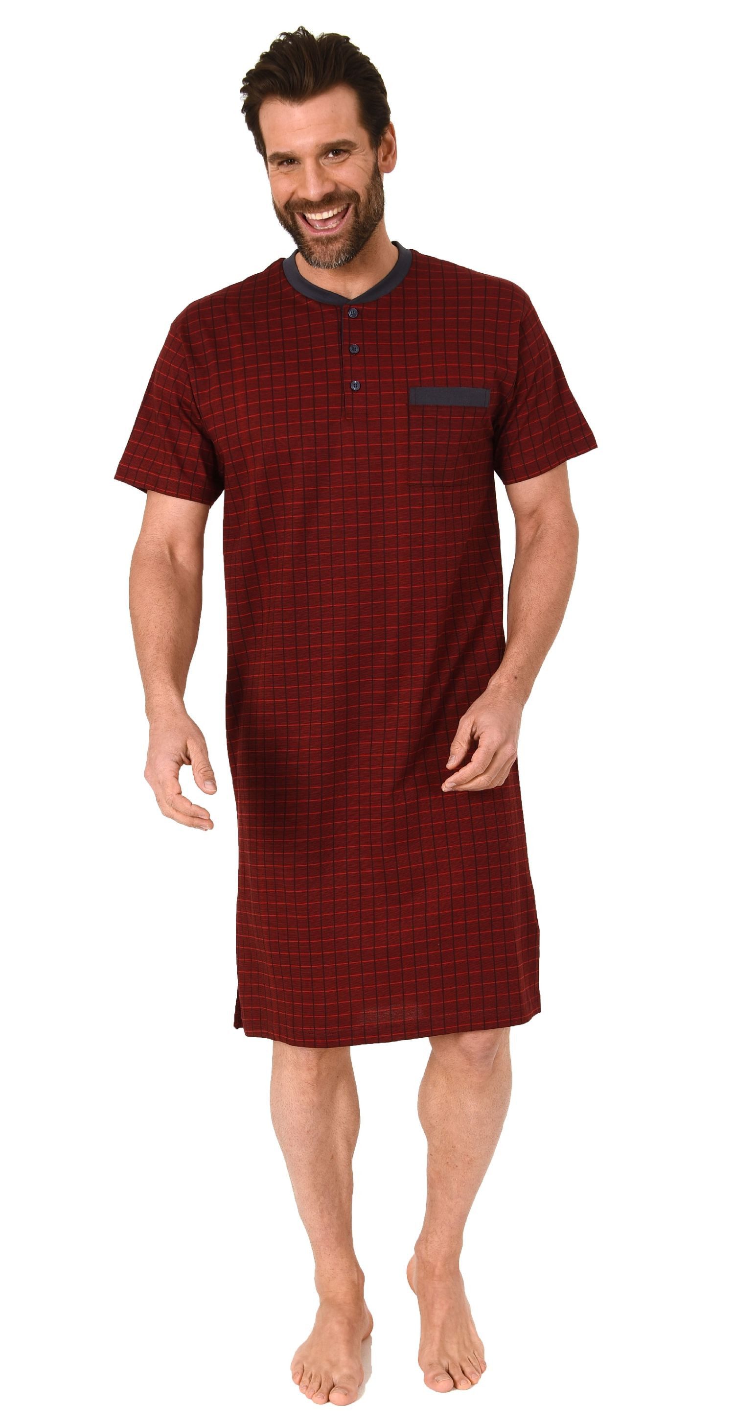 Normann Pyjama Normann Herren kurzarm Nachthemd in eleganter Optik günstig online kaufen