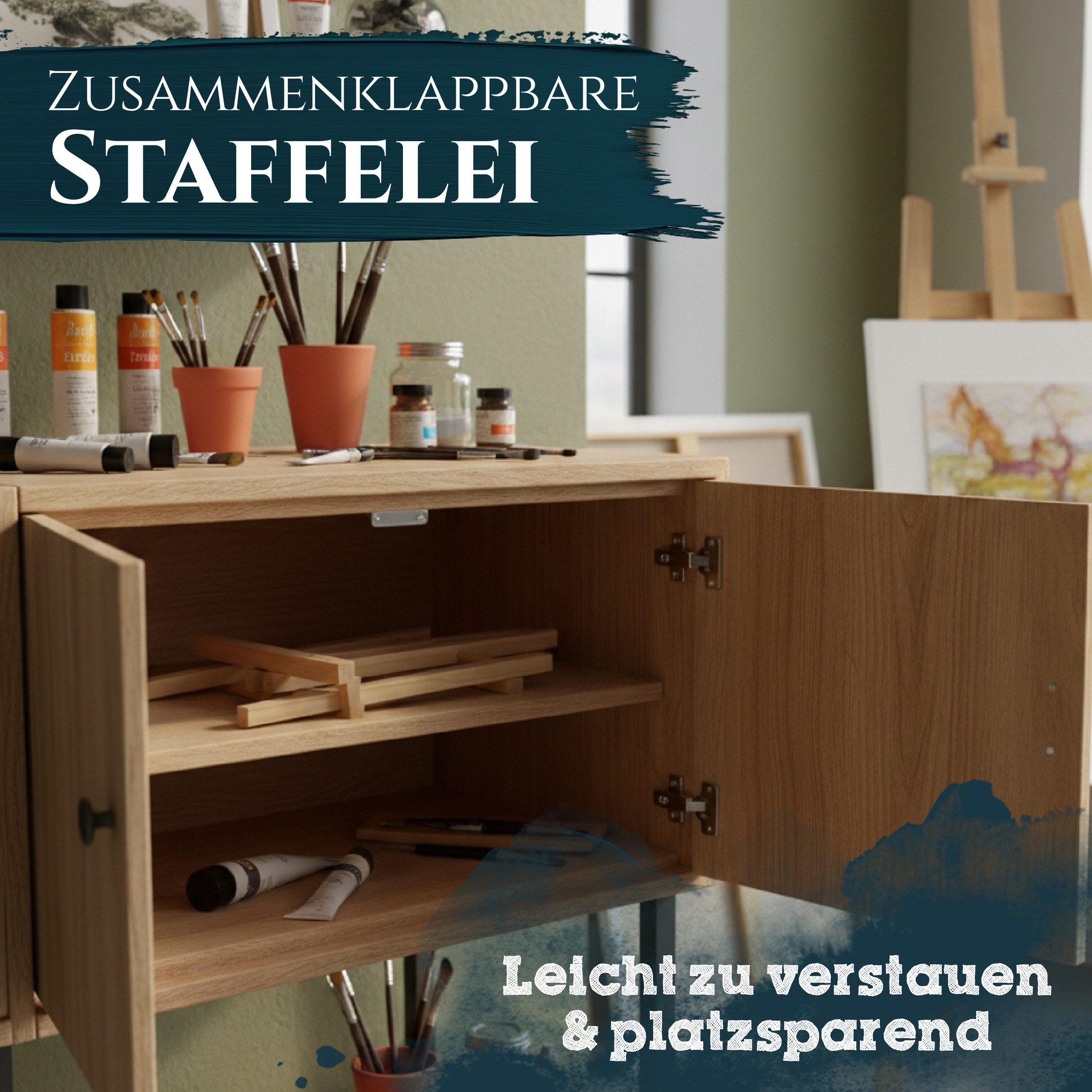 Artina Staffelei Manchester 2er Set Tischstaffelei klein aus Holz 28cm, Mini Präsentationsstaffelei Display – Staffelei für Bilder, Menü Karte – Bild 4 von 5
