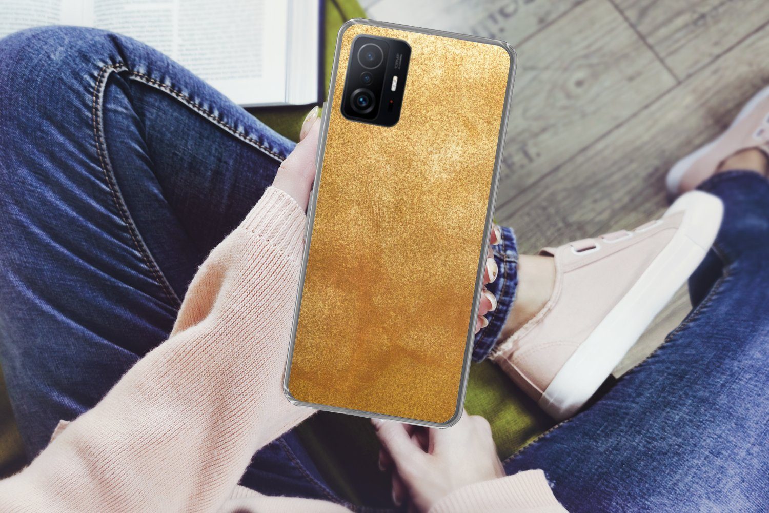 MuchoWow Handyhülle für Xiaomi 11 Lite 5G NE Eisen - Rost - Gold - Metall - Luxus, Phone Case, Silikon, Schutzhülle Dünn