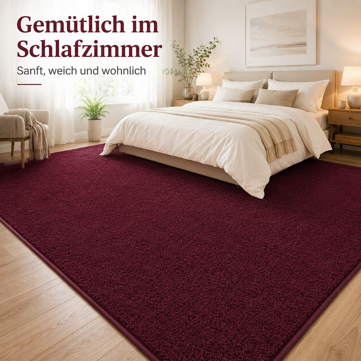 Lochas Designteppich Kurzflor Teppich Uni Schwarz – Weich, rutschfest & waschbar – Bild 2 von 5
