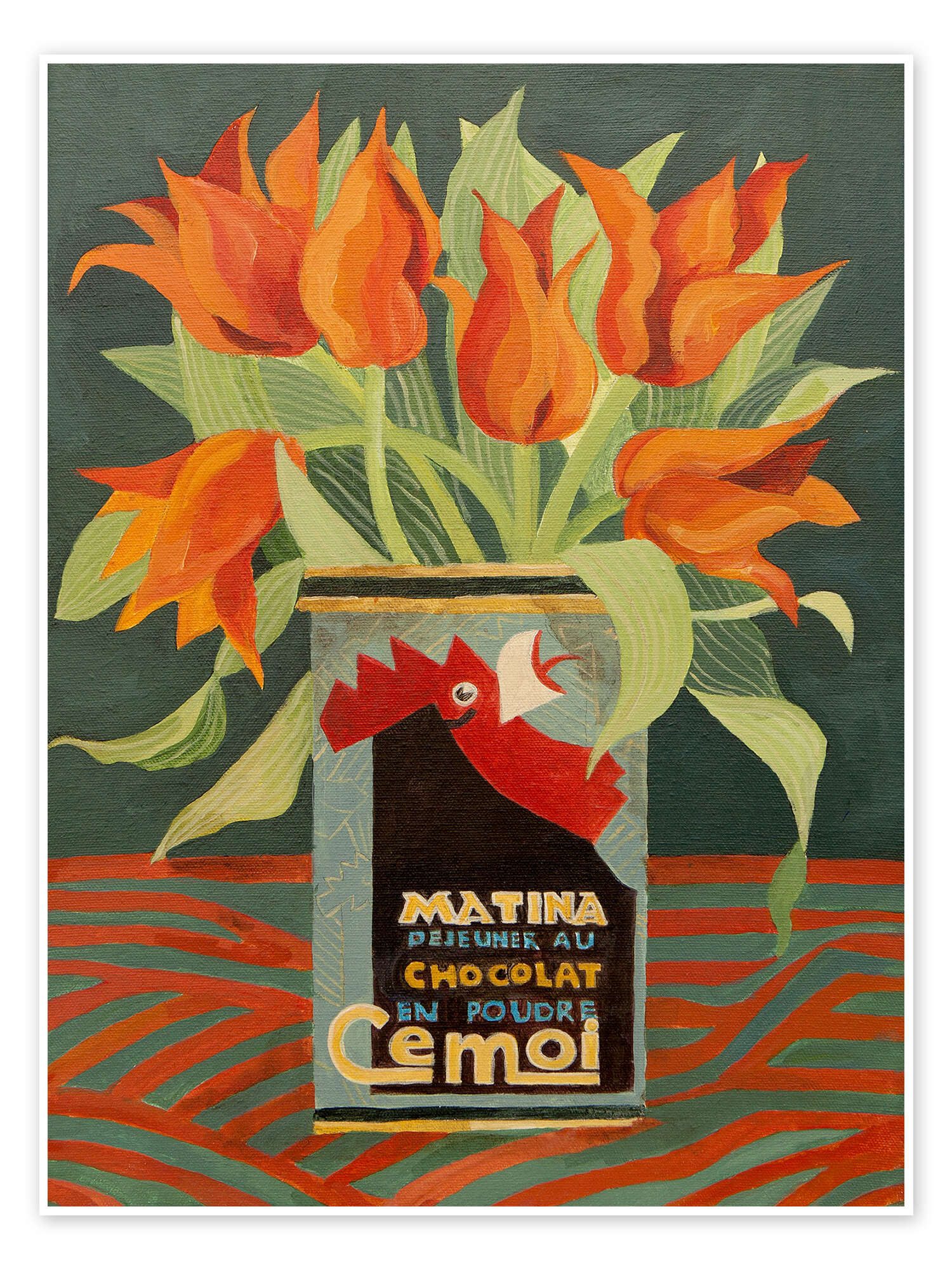 Posterlounge Wandbild Rote Tulpen in alter Kaffeedose, Jennifer Abbott, erhältlich als Poster, Leinwandbild, Wandsticker oder Acrylglasbild