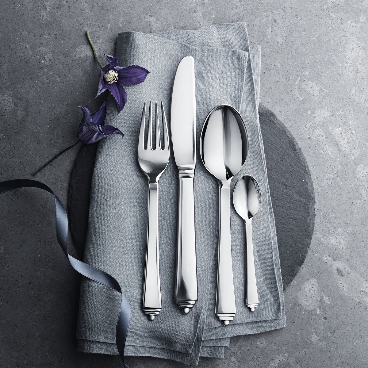 Georg Jensen Besteck-Set Pyramid (6-tlg), 6 Personen, 18/8 Edelstahl