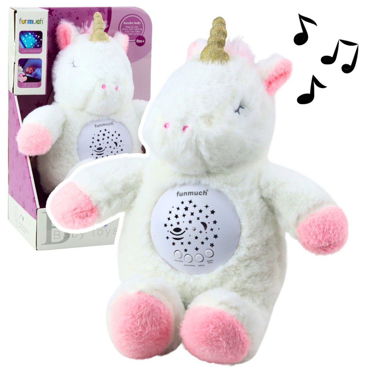 Wisam Plüschfigur Plüsch Einhorn Schlafend Kuscheltier Projektor Sound (1-St)