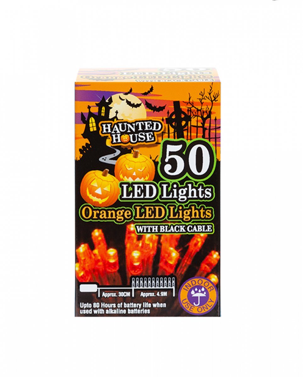 Horror-Shop Dekofigur Orange Halloween Lichterkette mit 50 LEDs 5m