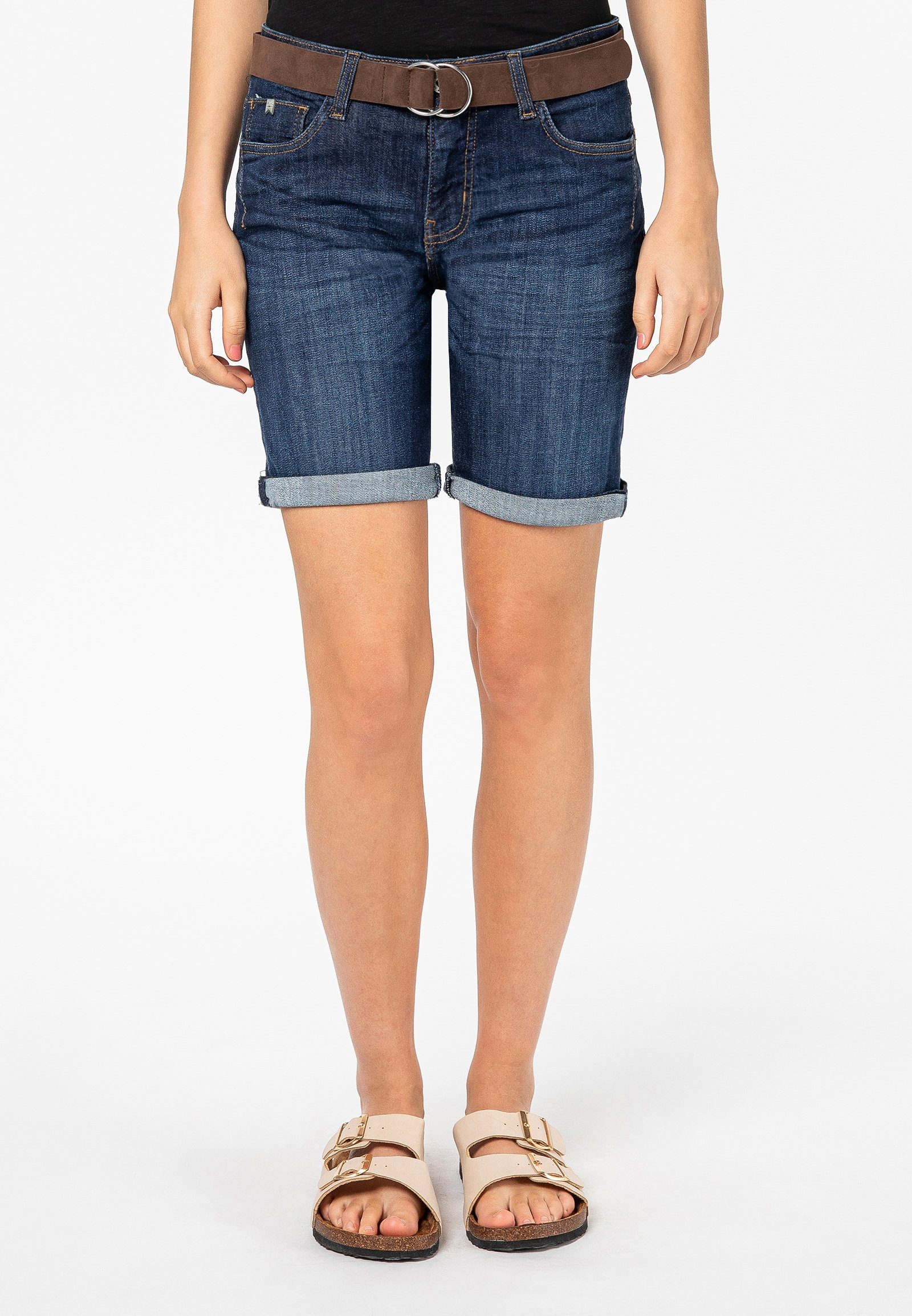 SUBLEVEL Jeansbermudas Denim Bermuda mit Gürtel