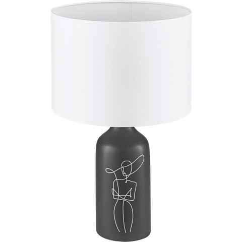 EGLO Tischleuchte VINOZA, Leuchtmittel wechselbar, ohne Leuchtmittel, Tischleuchte in schwarz aus Keramik - exkl. E27 - 40W