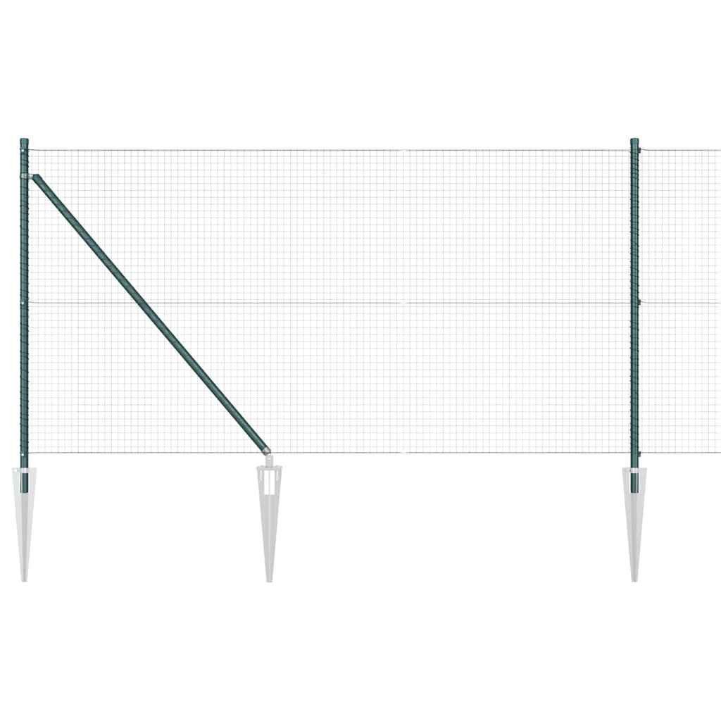 vidaXL Gartenzaun Geschweißter Drahtzaun mit Stacheln 10 x 1 m Grün Netz, (1-St)