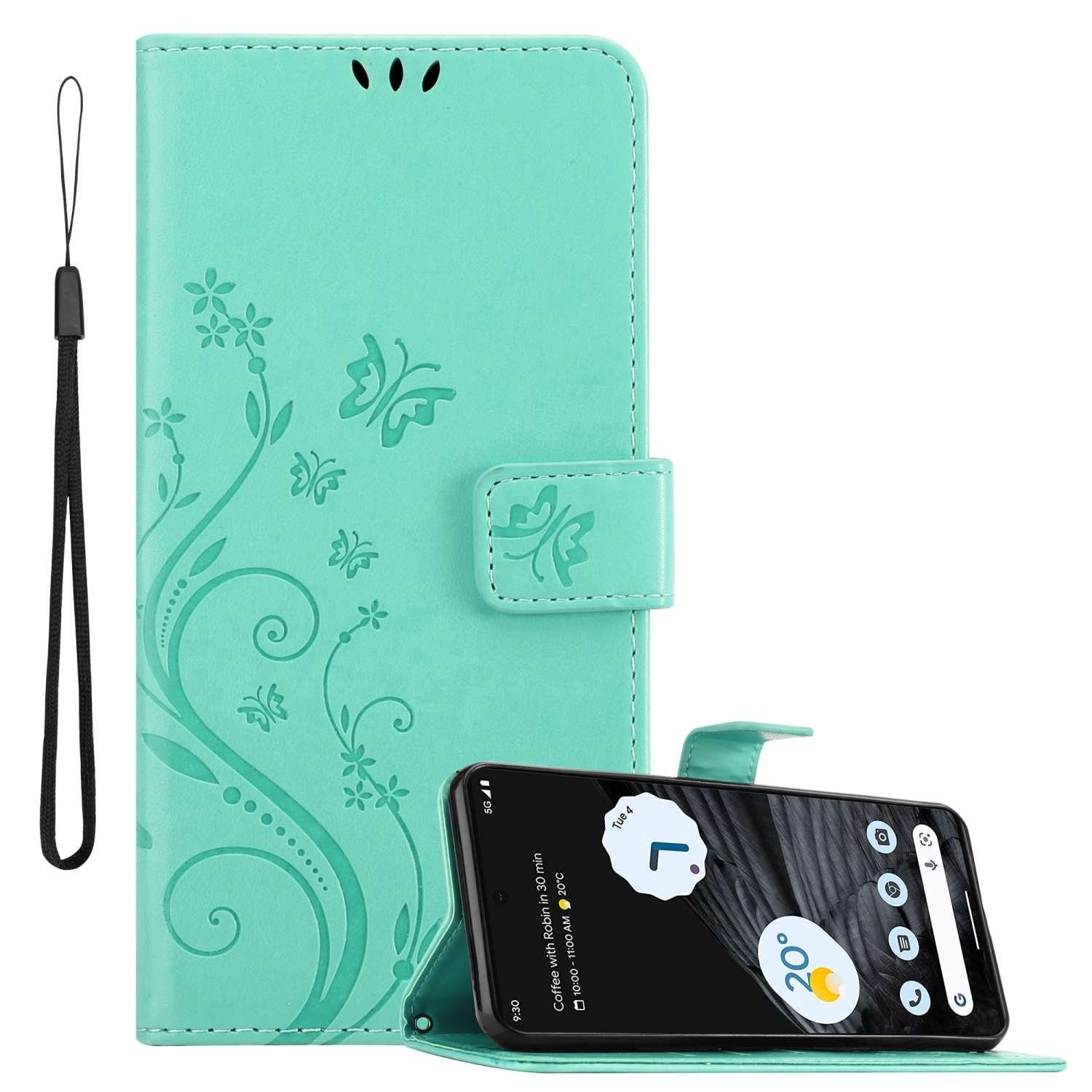 Cadorabo Handyhülle für Google PIXEL 7 PRO Hülle Google PIXEL 7 PRO, Hülle Schutzhülle Blumen Flower mit Standfunktion Kartenfach Magnet