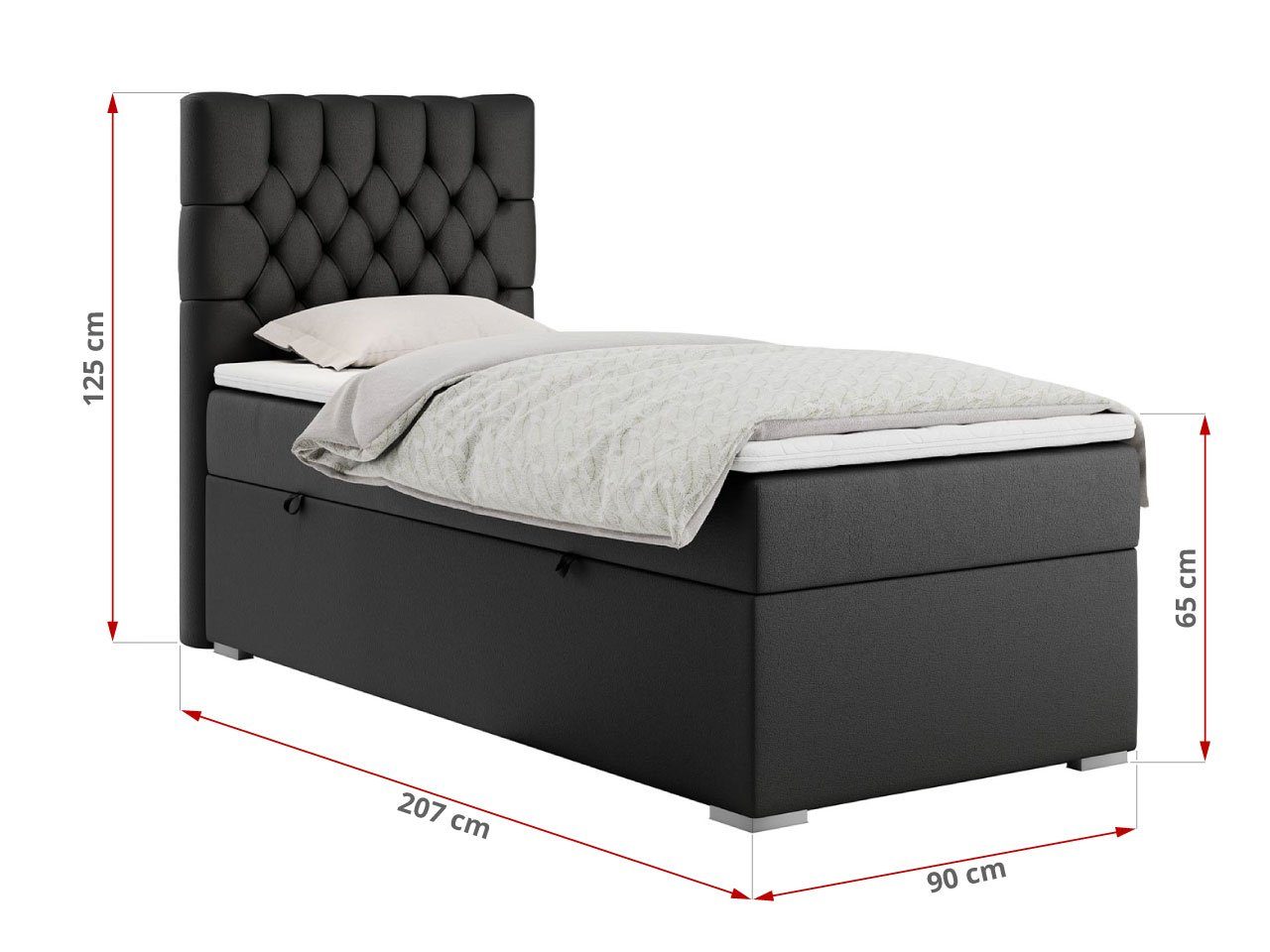 MKS PERA, 90x200 Kopfstütze, mit Kopfstütze, Polsterbett Einzelbett, Boxspringbett gepolsterte MÖBEL