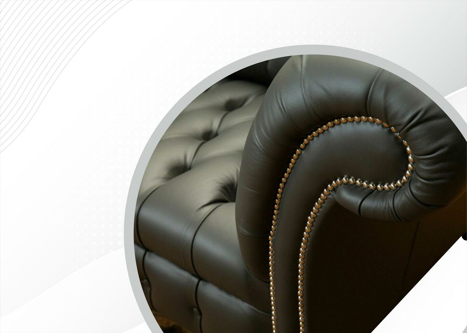 JVmoebel Chesterfield-Sofa, xxl Sitzer big 4 Leder Chesterfield Modern Design Möbel Sofa Dunkelgrau Couchen