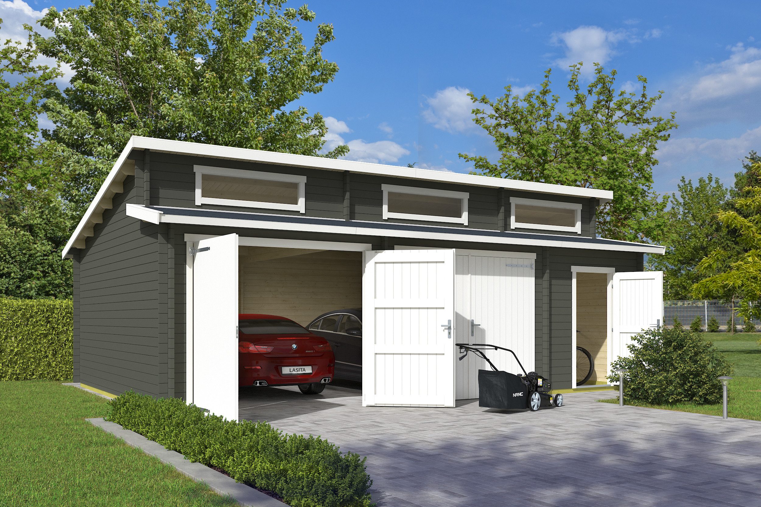 Nordic Holz Garage HAWAII, BxT: 820x579 cm, 197 cm Einfahrtshöhe, mit Holztor