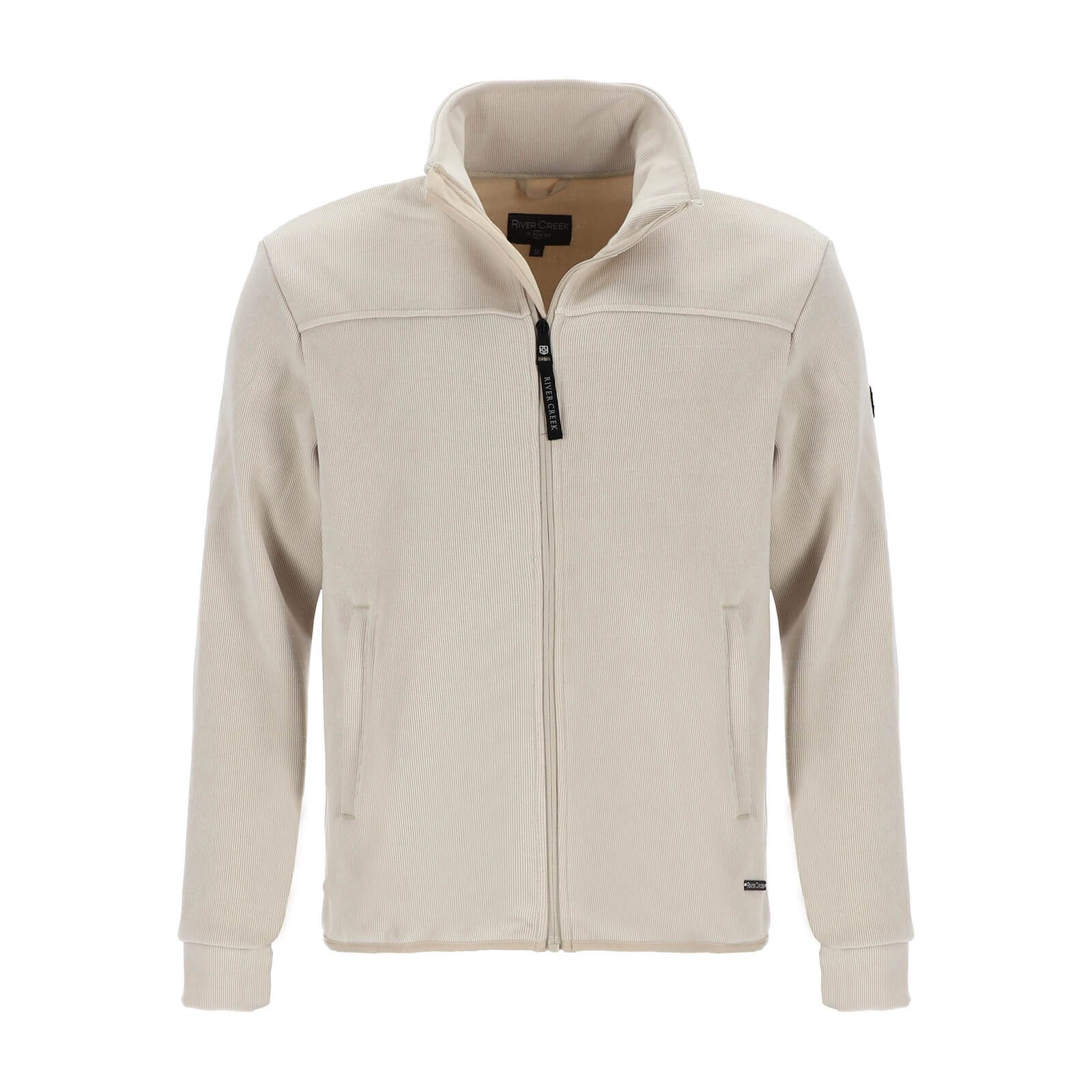 River Creek Strickjacke 62484 Herren Cord-Jacke mit Stehkragen und Reißverschluss - Unifarbene Jacke