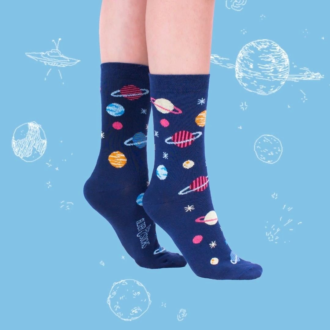 AlterSocks Freizeitsocken Lustige Socken Kosmos Socken Damen & Herren Unisex Größe 36 – 45 (1 Paar)