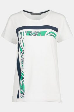 Gina Laura Rundhalsshirt T-Shirt Streifen Boxy-Form Rundhals Halbarm