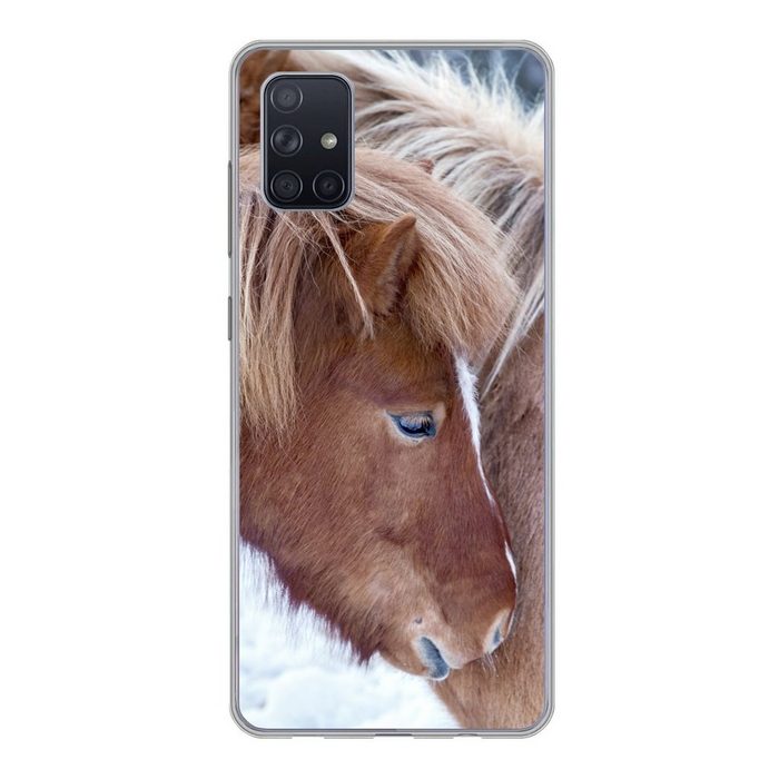 MuchoWow Handyhülle Pferde - Fohlen - Schnee Phone Case Handyhülle Samsung Galaxy A71 Silikon Schutzhülle