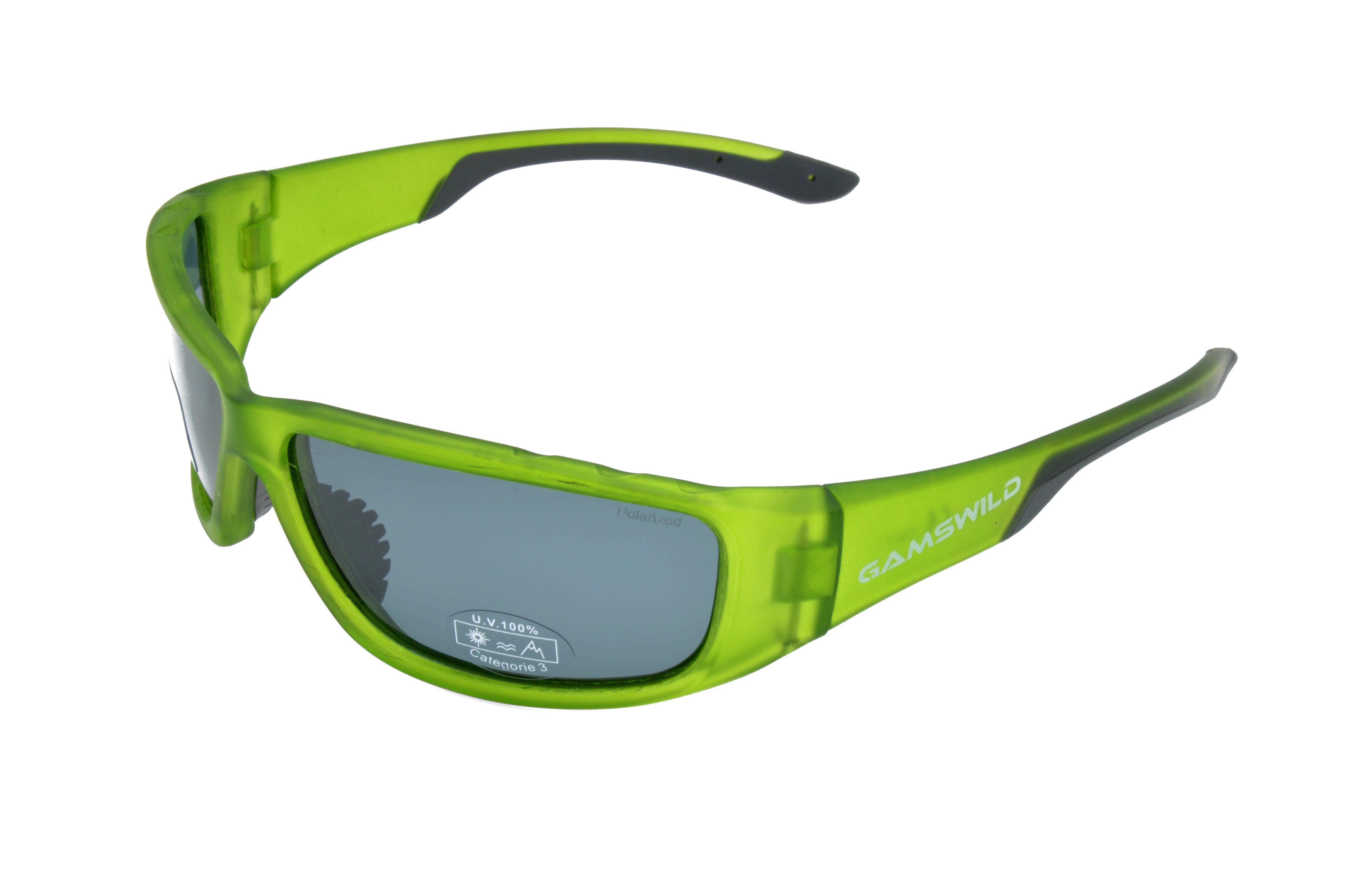Gamswild Sonnenbrille WS9331 Sportbrille Damen Herren Fahrradbrille Skibrille Unisex polarisiert rot, grün, blau halbtransparente Fassung