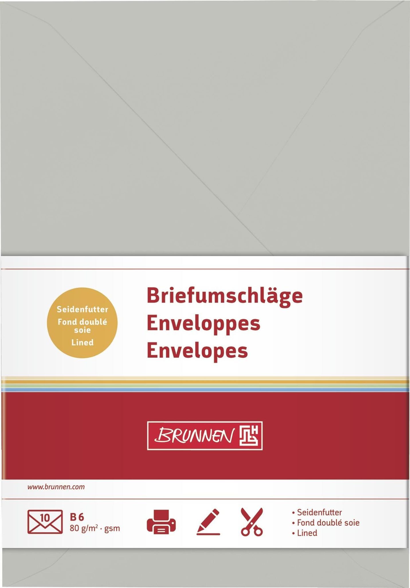 BRUNNEN Briefumschlag BRUNNEN Briefumschl. B6 grau