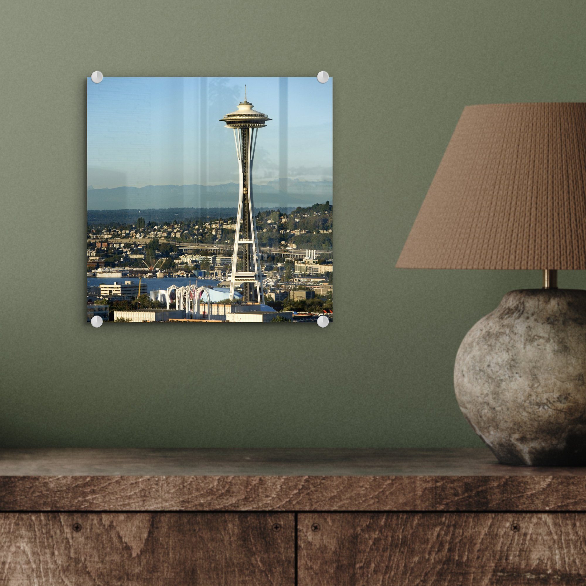 Seattle, Glas Space St), - in MuchoWow Needle Wanddekoration auf auf Acrylglasbild - (1 - Bilder Glasbilder Glas Wandbild Foto