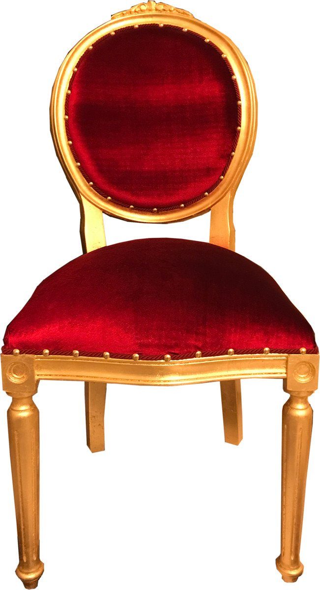 Luxus / in Esszimmerstuhl Esszimmer Gold Medaillon Barock Casa Bordeaux Padrino Armlehnen ohne Stuhl