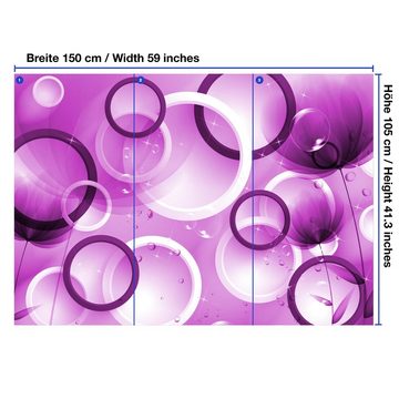 wandmotiv24 Fototapete 3D Kreise violett Tropfen Blase Blumen, glatt, Wandtapete, Motivtapete, matt, Vliestapete