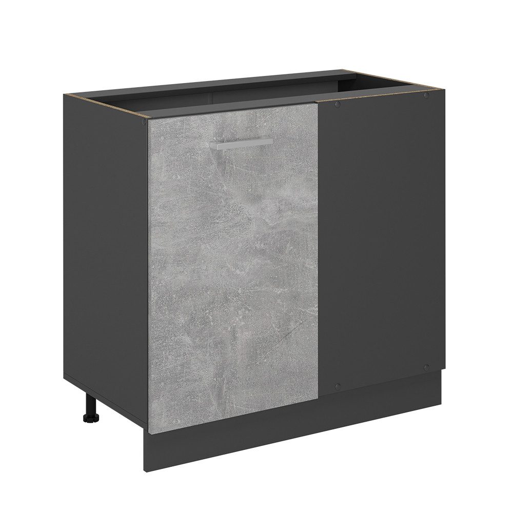 Vicco Eckunterschrank R-Line, Beton/Anthrazit, 86 cm ohne Arbeitsplatte (1-St)