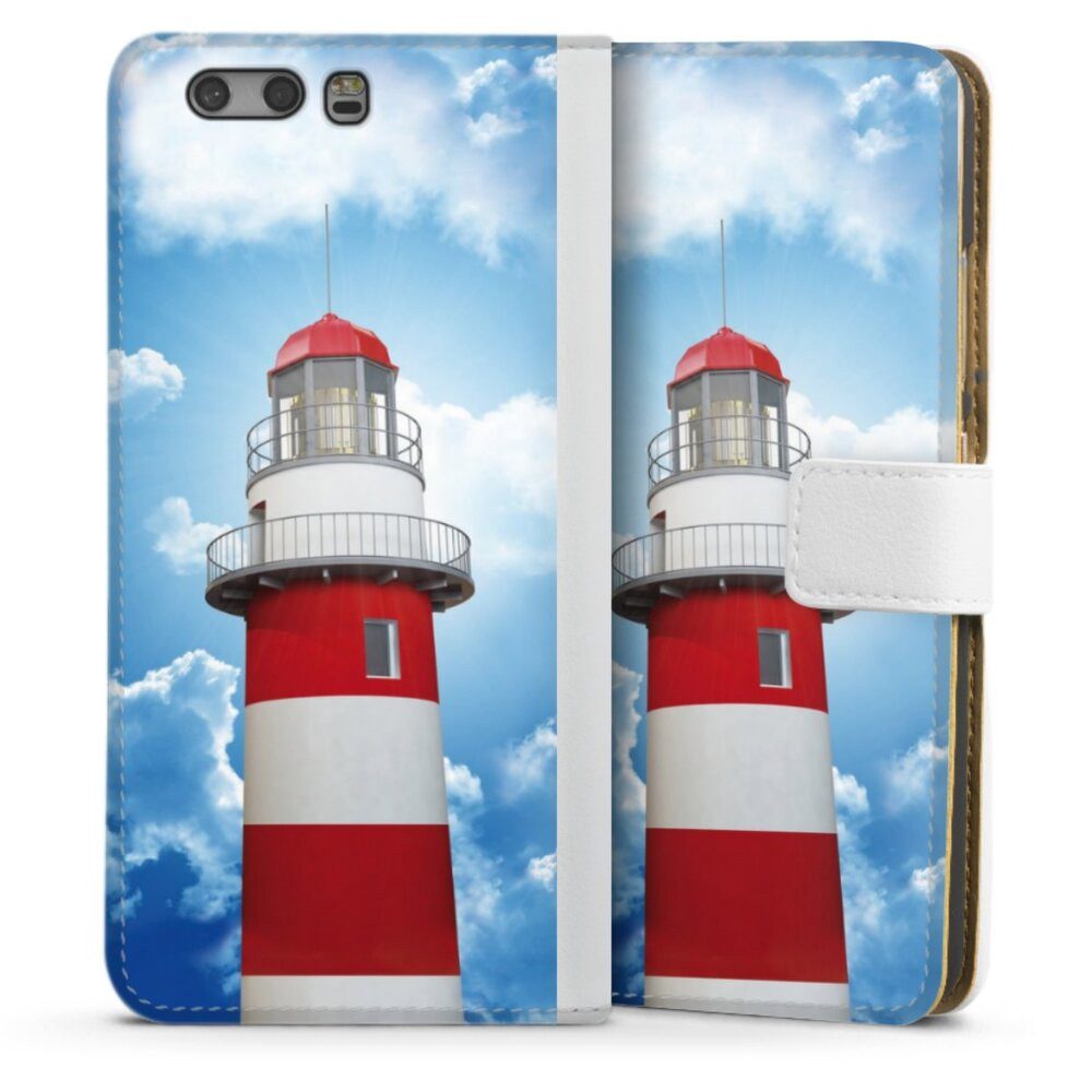 DeinDesign Handyhülle Leuchtturm Wolke Himmel Leuchtturm, Huawei P10 Hülle Handy Flip Case Wallet Cover Handytasche Leder