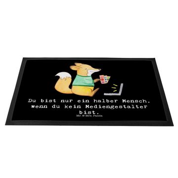 Fußmatte Mediengestalter mit Herz - Schwarz - Geschenk, Danke, Kreativ, Schmut, Mr. & Mrs. Panda, Höhe: 0.6 mm