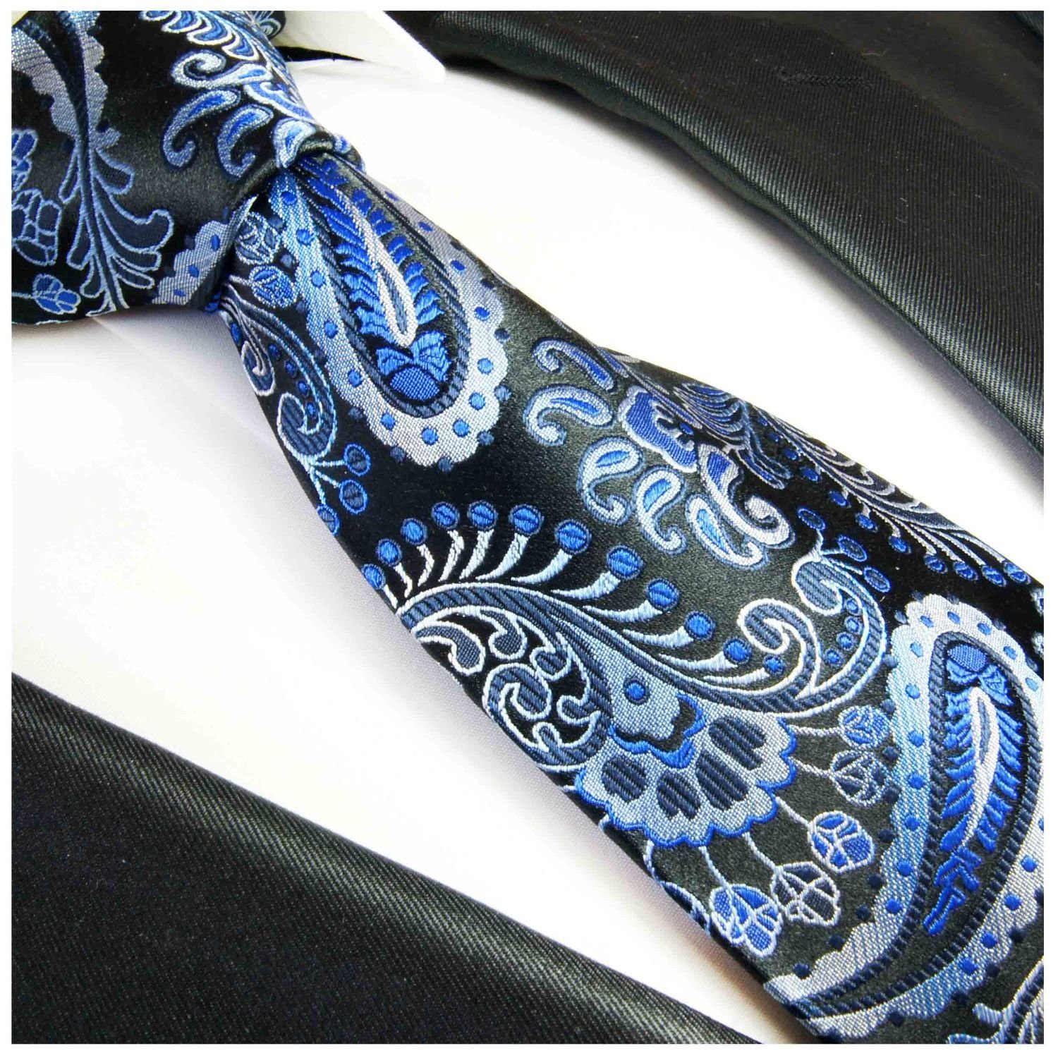 paisley Elegante (6cm), Seide Krawatte Schlips 100% Malone 551 Hochzeit blau Seidenkrawatte Paul Schmal Herren