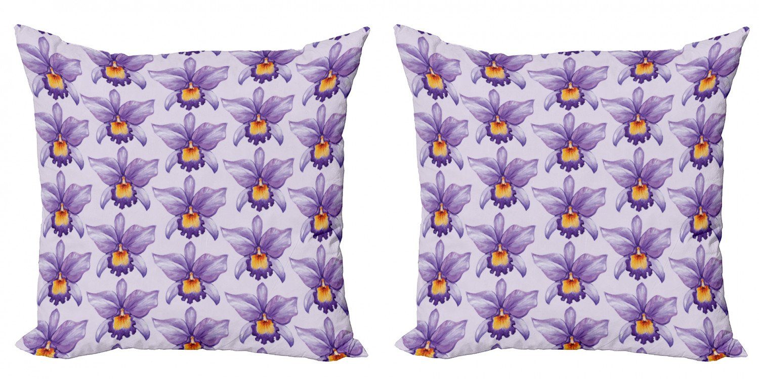 Kissenbezüge Modern Accent Digitaldruck, Doppelseitiger Tropische (2 Abakuhaus Orchideen-Blumen Stück), Violett