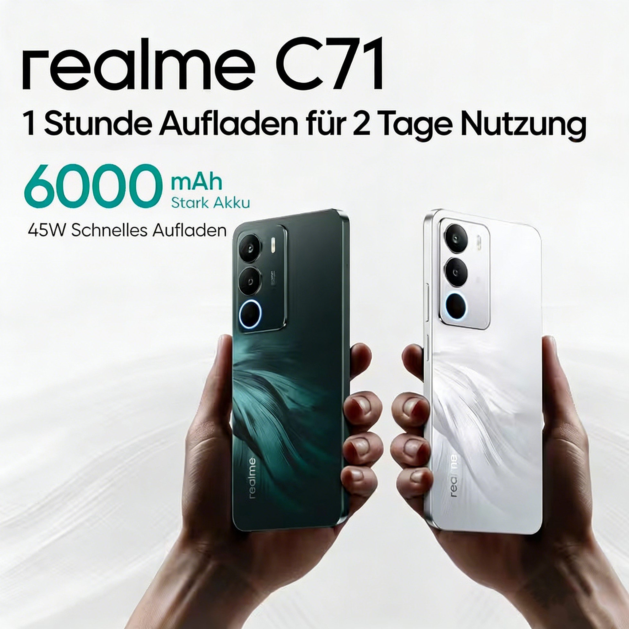 AIBISTAR Realme C71, 6,67" 120Hz Display, 6000mAh Akku, 45W, 50MP Kamera Handy (18 cm/7.2 Zoll, 128 GB Speicherplatz, 50 MP Kamera, 6GB+128GB, Android 15, 4G Smartphone)