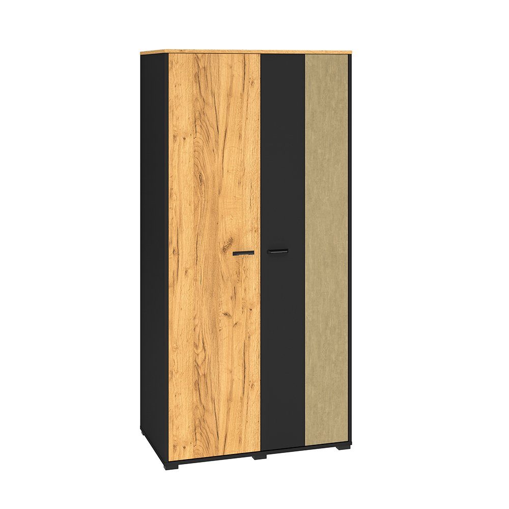Lomadox Kleiderschrank CASPER-131 schwarz, Eiche, sandfarben, günstig online kaufen